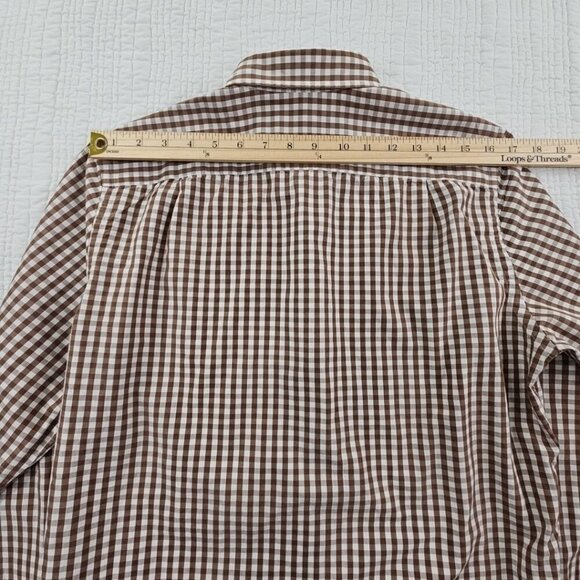 VTG J. Crew 2-Ply Cotton Shirt Men's S Brown Checkered Button Up EUC Long Sleeve - Picture 12 of 16